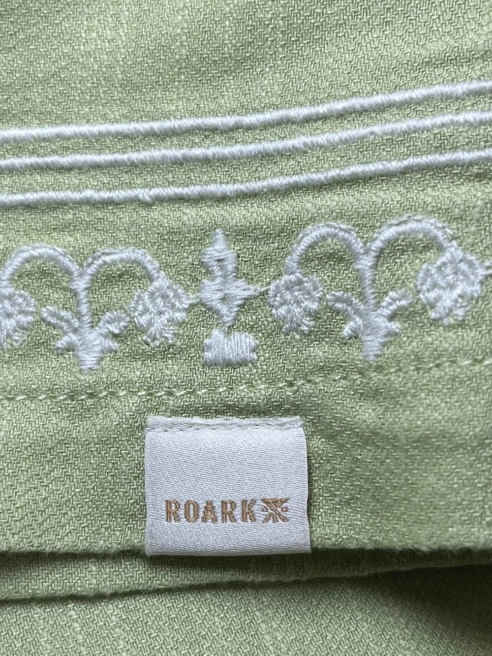 Roark Embroidered Cropped Pear Green Walk in the Woods Blouse Size S - Picture 6 of 10